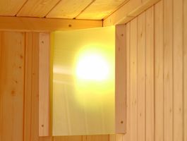 Karibu saunalamp hoekmodel Premium - krachtstroom Foto van Karibu saunalamp hoekmodel Premium - krachtstroom