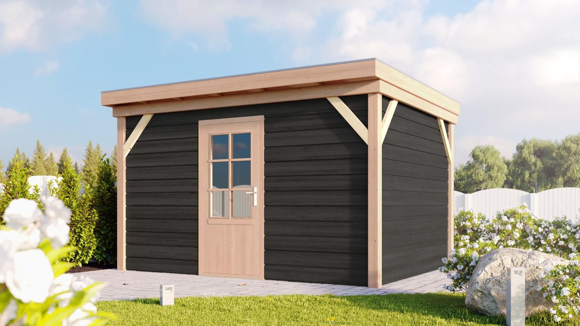 Foto von WoodAcademy hölzernes Gartenhau Chevalier nero 400x400 cm
