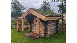 Azalp boomstam sauna Aila - Vurenhout Foto van