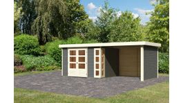 Karibu 9209 Kerko 5 tuinhuis met overkapping - terragrijs Foto van Karibu 9209 Kerko 5 tuinhuis met overkapping - terragrijs