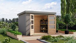 Foto van Karibu 12323 Jupiter 4 tuinhuis - watergrijs|grijsaluminium