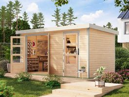 Foto van Karibu 12489 Merkur tuinhuis - vuren|wit