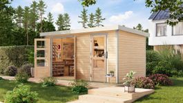 Karibu 12489 Merkur tuinhuis - vuren|wit Foto van