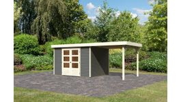 Karibu 9154 Askola 5 tuinhuis met overkapping - terragrijs Foto van Karibu 9154 Askola 5 tuinhuis met overkapping - terragrijs