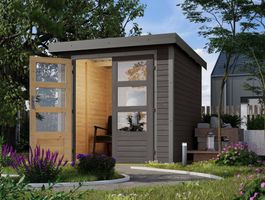 Foto van Karibu 12285 Jupiter 2 tuinhuis - terragrijs|grijsaluminium