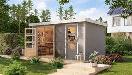 Karibu 12498 Merkur tuinhuis - watergrijs|wit Foto van