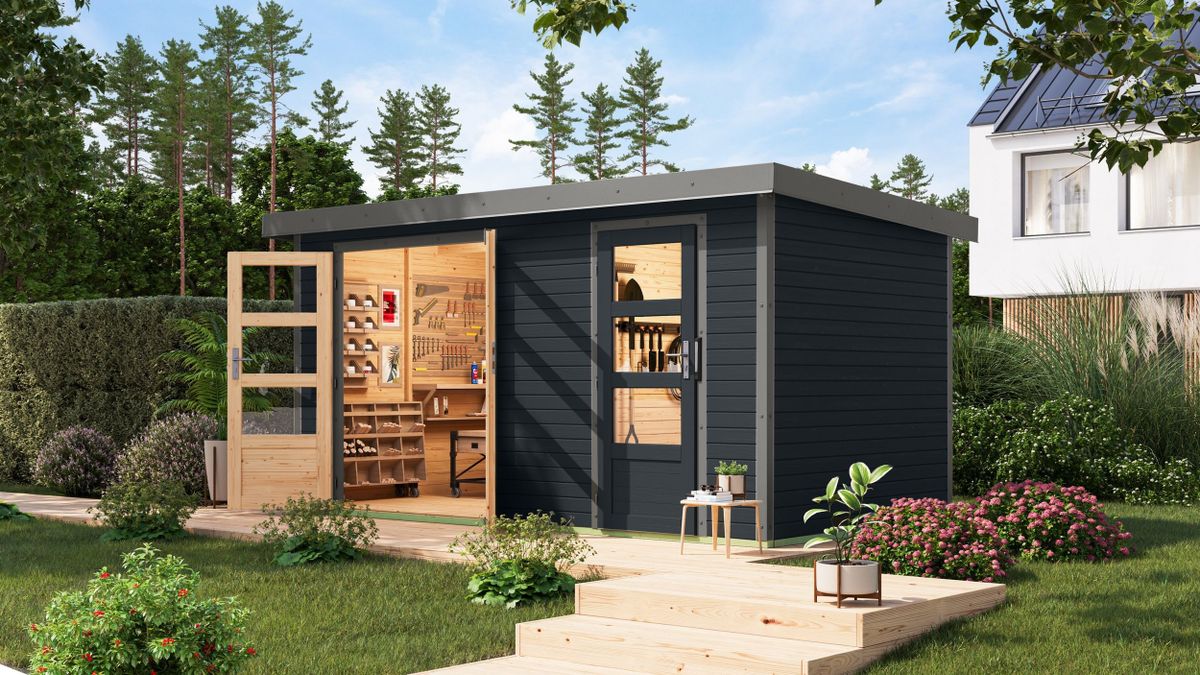 Karibu 12496 Merkur tuinhuis - antraciet|grijsaluminium