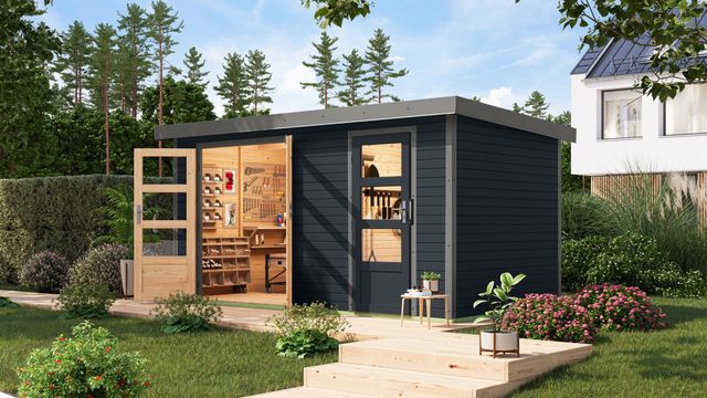 Karibu 12496 Merkur tuinhuis - antraciet|grijsaluminium