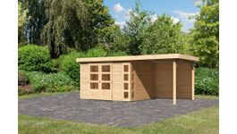 Karibu 9195 Kerko 5 tuinhuis met overkapping Foto van Karibu 9195 Kerko 5 tuinhuis met overkapping