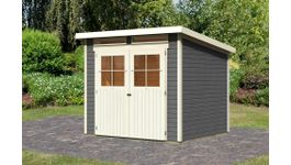 Karibu 68216 Glücksburg 4 tuinhuis - terragrijs Foto van Karibu 68216 Glücksburg 4 tuinhuis - terragrijs