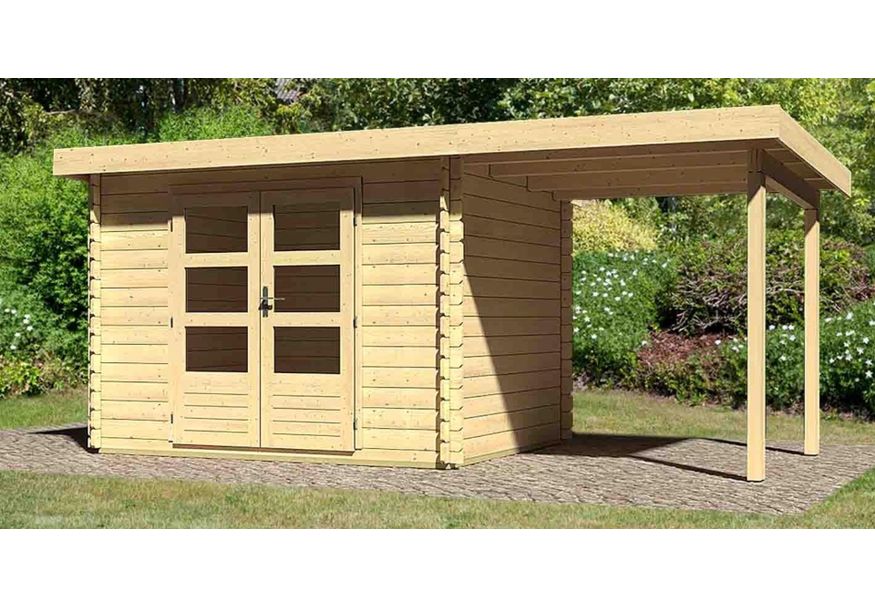 Karibu Bastrup 3 Gartenhaus mit Anbaudach 200 cm (73297) Foto von Karibu Bastrup 3 Gartenhaus mit Anbaudach 200 cm (73297)