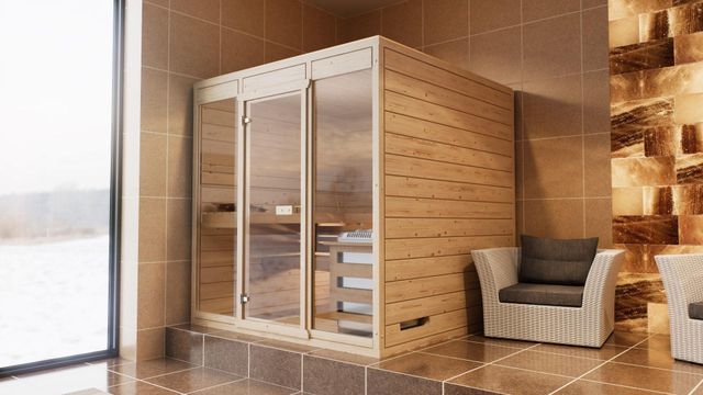 Foto der Azalp Massivsauna Eva Optic 240x220 cm, 45 mm