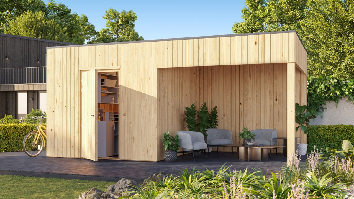 Grandiwood hölzernes Gartenhaus mit Überdachung