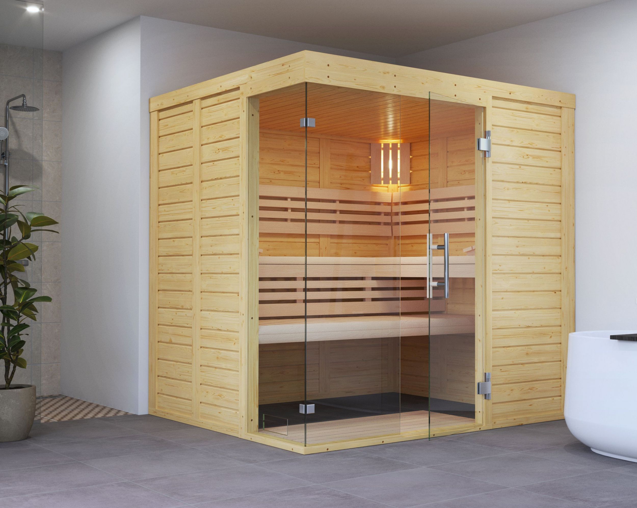 Foto van Azalp massieve sauna Luja 250x180 cm