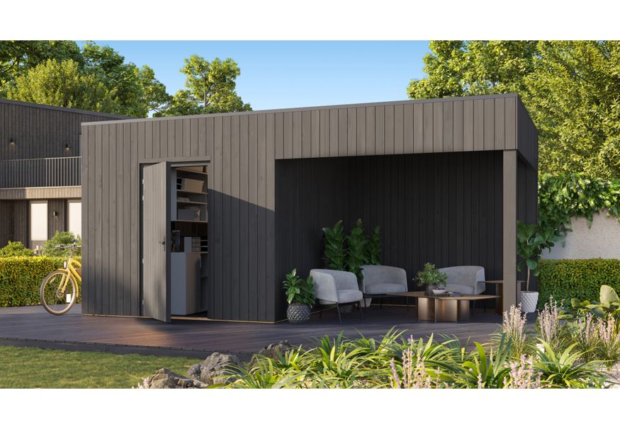 Grandiwood gartenhaus mit überdachung Kubix 600x300 - ext. Schwarz Foto von Grandiwood gartenhaus mit überdachung Kubix 600x300 - ext. Schwarz