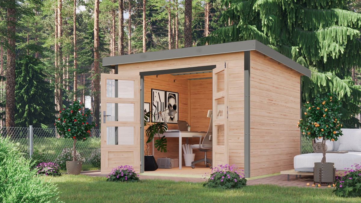 Karibu 12431 Pluto 6 tuinhuis - vuren|grijsaluminium