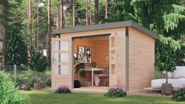 Karibu 12431 Pluto 6 tuinhuis - vuren|grijsaluminium Foto van