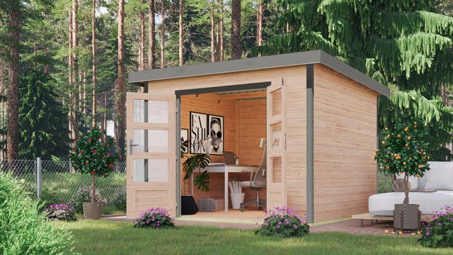 Karibu 12431 Pluto 6 tuinhuis - vuren|grijsaluminium