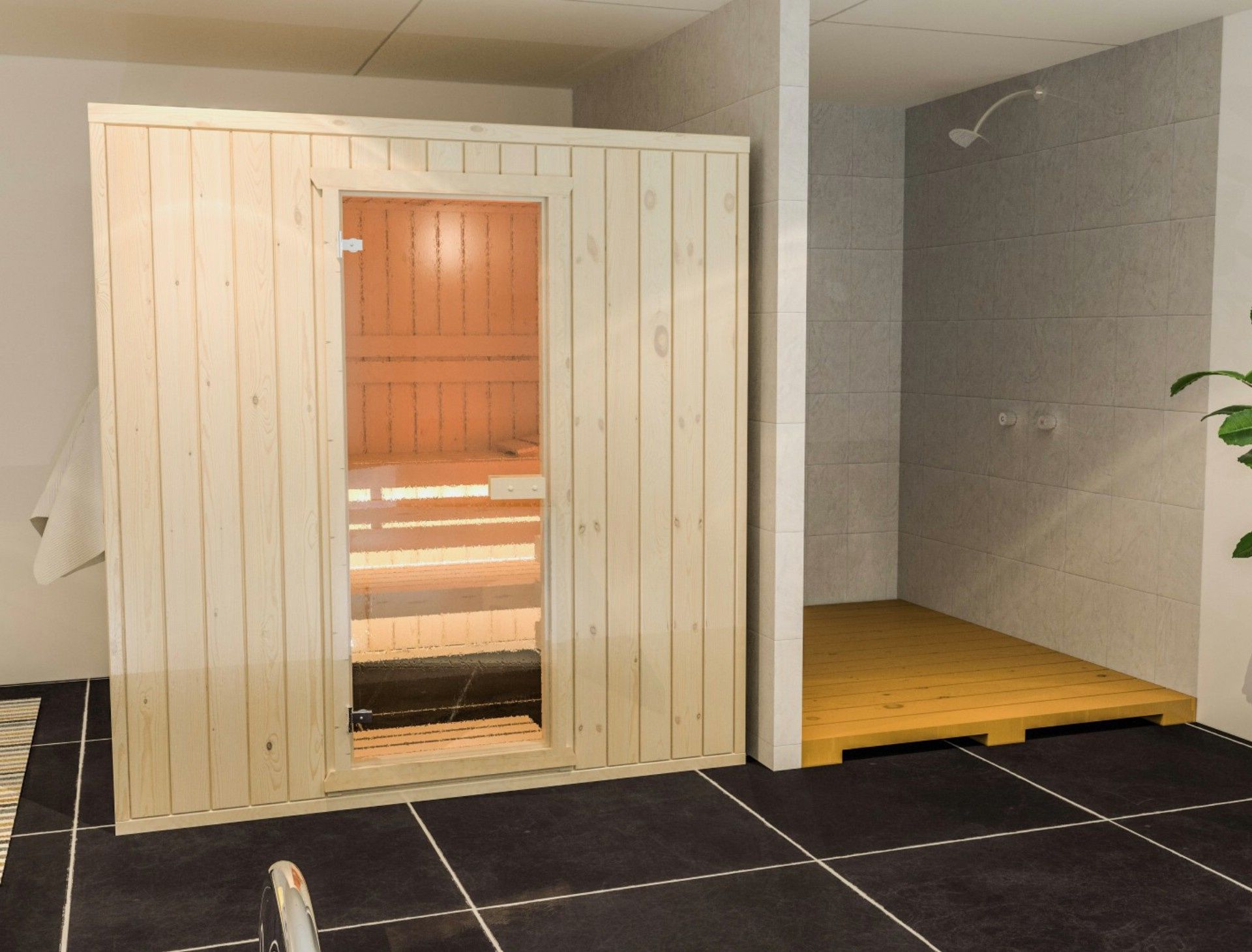 Foto van Azalp Massieve sauna Rio Standaard 239x239 cm, 45 mm