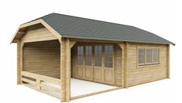 Interflex blokhut wolfskap W4x4+3 - geïmpregneerd Foto van Interflex blokhut wolfskap W4x4+3 - geïmpregneerd