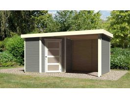 Foto van Karibu 77741 Schwandorf 3 tuinhuis met overkapping - terragrijs