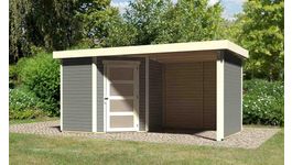 Karibu 77741 Schwandorf 3 tuinhuis met overkapping - terragrijs Foto van Karibu 77741 Schwandorf 3 tuinhuis met overkapping - terragrijs