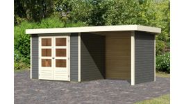 Karibu 82923 Askola 3 tuinhuis met overkapping - terragrijs Foto van Karibu 82923 Askola 3 tuinhuis met overkapping - terragrijs