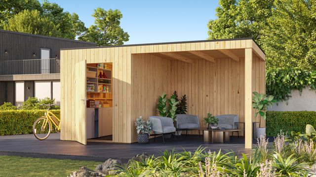 Grandiwood hölzernes Gartenhaus mit Überdachung