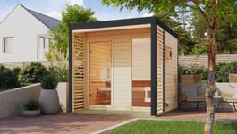 Karibu 260 Ares 2 buitensauna - vuren|antraciet Foto van Karibu 260 Ares 2 buitensauna - vuren|antraciet