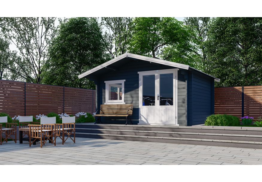 Interflex blokhut 4x3 - exterieur gecoat Foto van Interflex blokhut 4x3 - exterieur gecoat