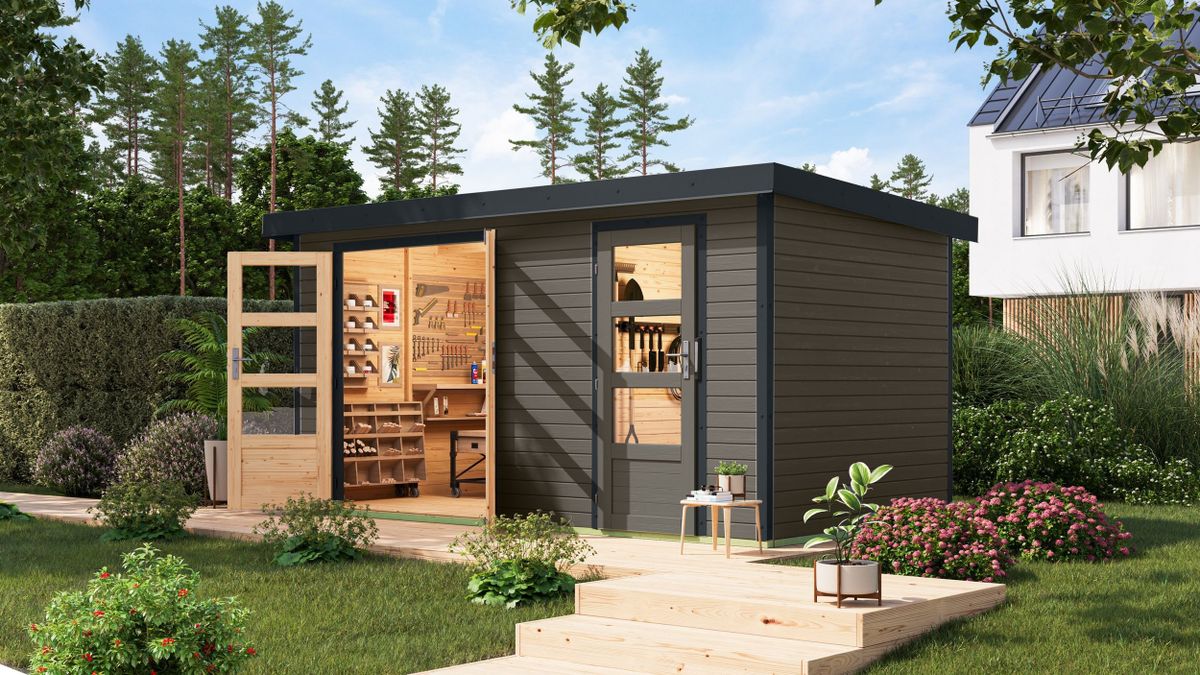 Karibu 12494 Merkur tuinhuis - terragrijs|antraciet