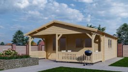 Interflex Blockhütte mit Terrasse 5x4+2 Foto von