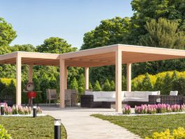 Foto van WoodAcademy Douglas overkapping L-model Ruby Essential