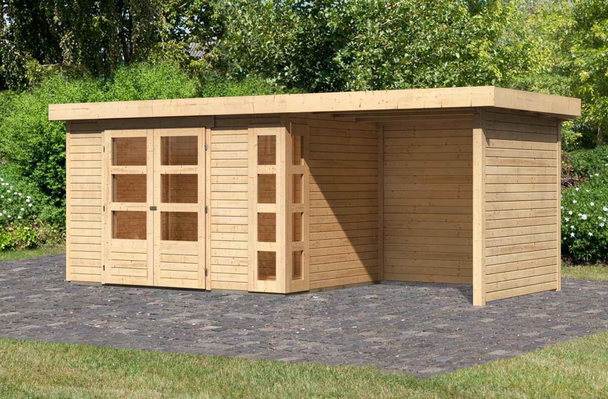 Karibu 82942 Kerko 4 Gartenhaus mit Anbaudach