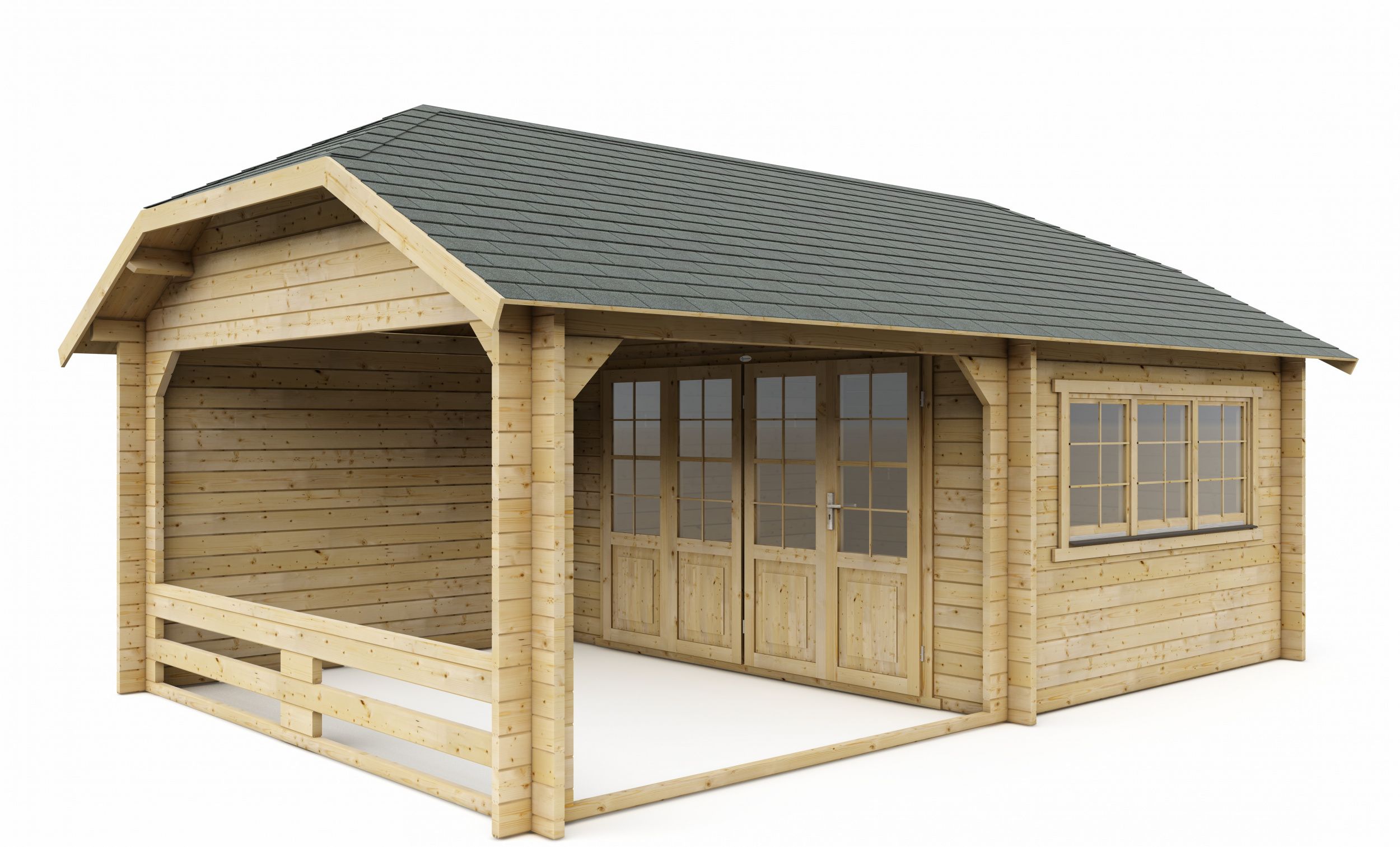 Foto der Interflex Blockhütte Krüppelwalmdach W4x3+3 - Imprägniert