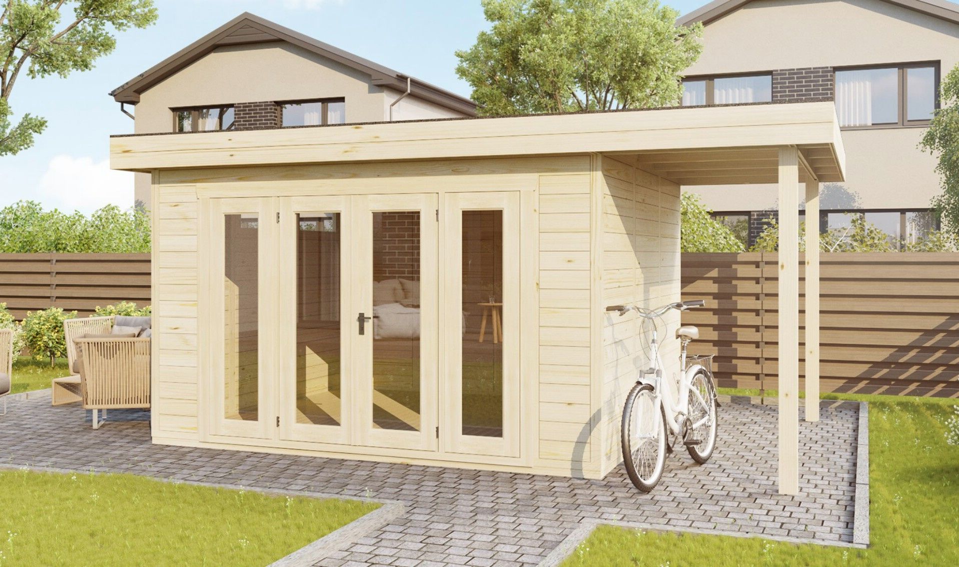 Foto van SmartShed tuinhuis met overkapping Isidro