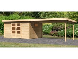 Foto van Karibu 91547 Trittau 5 blokhut met overkapping