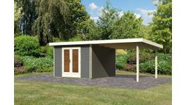 Foto van Karibu 31465 Radeburg 1 tuinhuis met overkapping - terragrijs