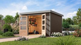 Karibu 12330 Jupiter 5 tuinhuis - terragrijs|grijsaluminium Foto van