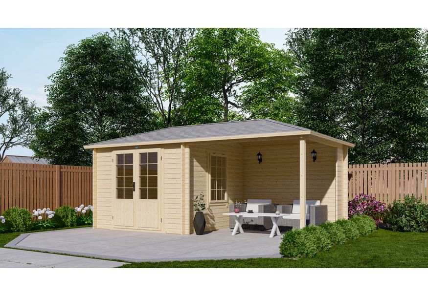 Interflex Blockhütte mit terrasse 3030 Z Foto von Interflex Blockhütte mit terrasse 3030 Z