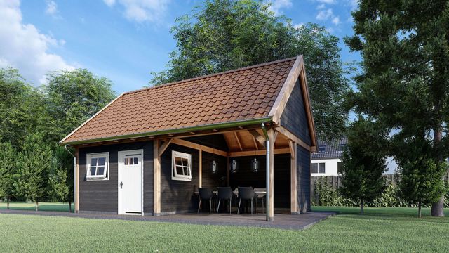 Trendhout buitenverblijf Zadeldak XXL