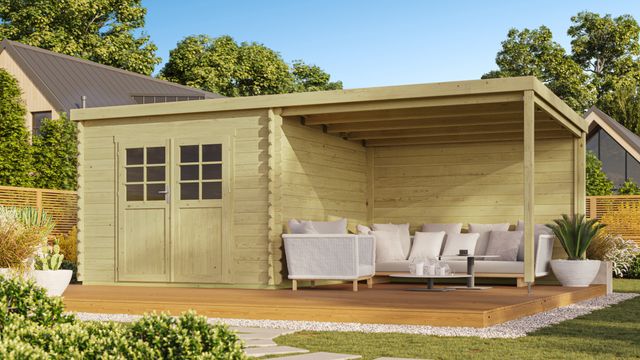 Debro blokhut met overkapping Angers - hogedruk geïmpregneerd