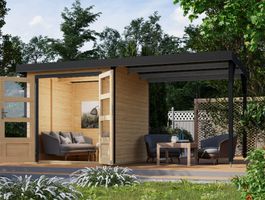 Foto van Karibu 93424 Jupiter 2 tuinhuis met overkapping - vuren|antraciet