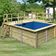 Karibu Holzpool mit Sonnendeck Classic 1B mit blauer Poolfolie und Skimmer