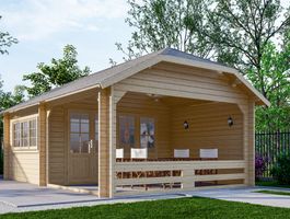 Interflex Blockhütte Krüppelwalmdach W4x3+3 Foto von Interflex Blockhütte Krüppelwalmdach W4x3+3