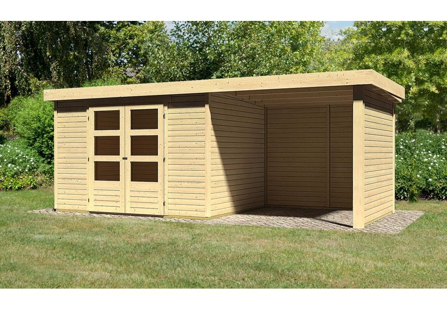 Karibu Askola 5 tuinhuis met overkapping 240 cm - zij en achterwand (77735) Foto van Karibu Askola 5 tuinhuis met overkapping 240 cm - zij en achterwand (77735)