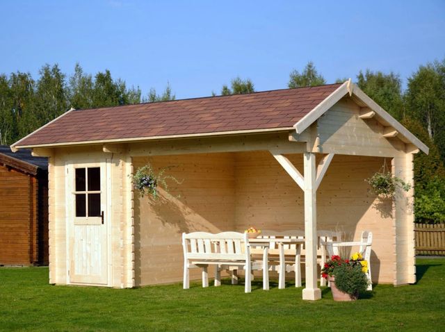 Foto der Azalp Gartenhaus mit Veranda Ghita 600x300 cm