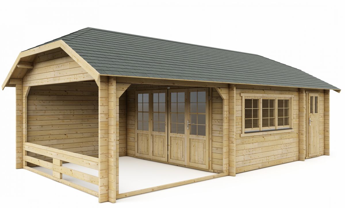 Interflex blokhut wolfskap W4x3+3A - geïmpregneerd