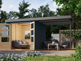 Foto van Karibu 12340 Jupiter 2 tuinhuis met overkapping - antraciet|grijsaluminium