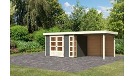 Karibu 9207 Kerko 5 tuinhuis met overkapping - terragrijs Foto van Karibu 9207 Kerko 5 tuinhuis met overkapping - terragrijs